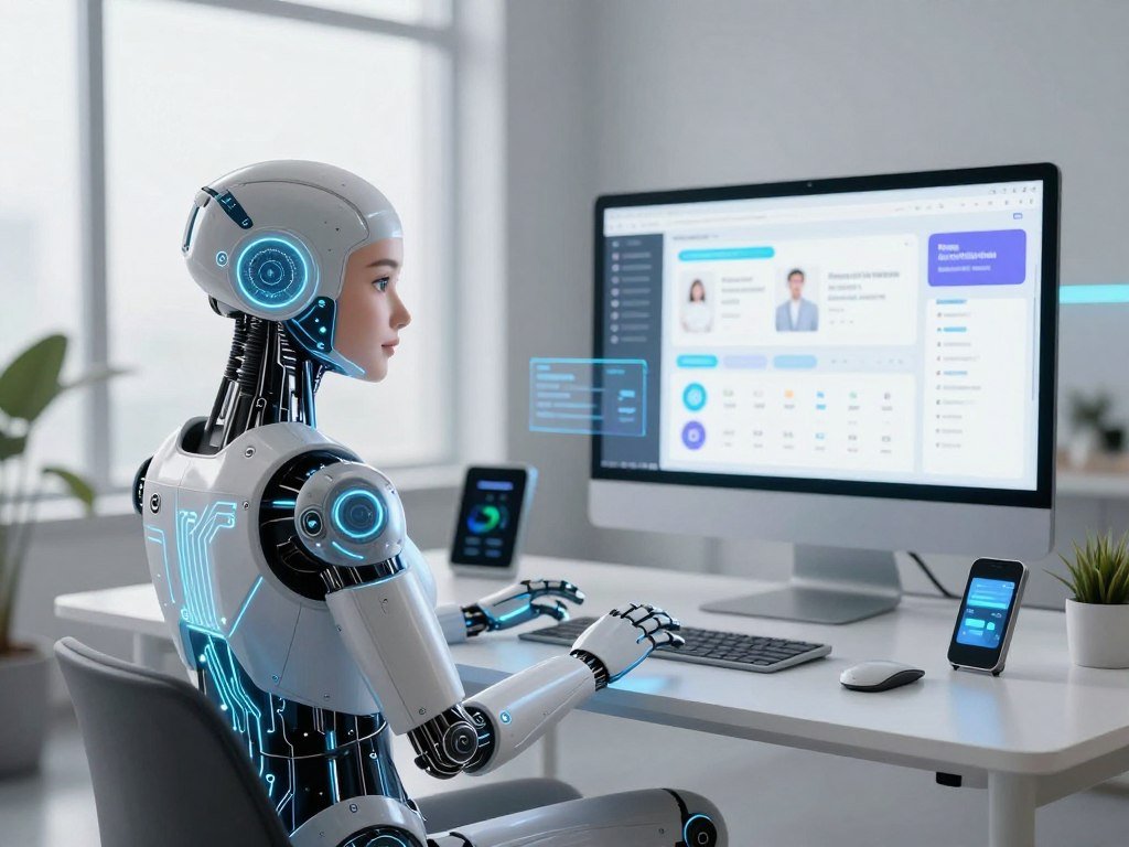 A sleek, modern virtual assistant character, depicted as a futuristic humanoid with glowing interfaces and holographic displays surrounding it. The foreground features the assistant, with intricate circuit patterns on its body and an engaging expression, exuding intelligence and approachability. In the middle, a high-tech workspace is visible, furnished with minimalistic furniture, smart devices, and a large screen showcasing data analytics and personal organization tools. The background presents a well-lit room with large windows, allowing natural light to flood in, accentuating a serene, productive atmosphere. The mood is uplifting and motivational, reflecting the sense of empowerment one feels when utilizing intelligent technology. The scene captures the essence of "Sexlove.ai" as a tool for enhancing personal potential and streamlining daily tasks. A sleek, modern virtual assistant character, depicted as a futuristic humanoid with glowing interfaces and holographic displays surrounding it. The foreground features the assistant, with intricate circuit patterns on its body and an engaging expression, exuding intelligence and approachability. In the middle, a high-tech workspace is visible, furnished with minimalistic furniture, smart devices, and a large screen showcasing data analytics and personal organization tools. The background presents a well-lit room with large windows, allowing natural light to flood in, accentuating a serene, productive atmosphere. The mood is uplifting and motivational, reflecting the sense of empowerment one feels when utilizing intelligent technology. The scene captures the essence of "Sexlove.ai" as a tool for enhancing personal potential and streamlining daily tasks.