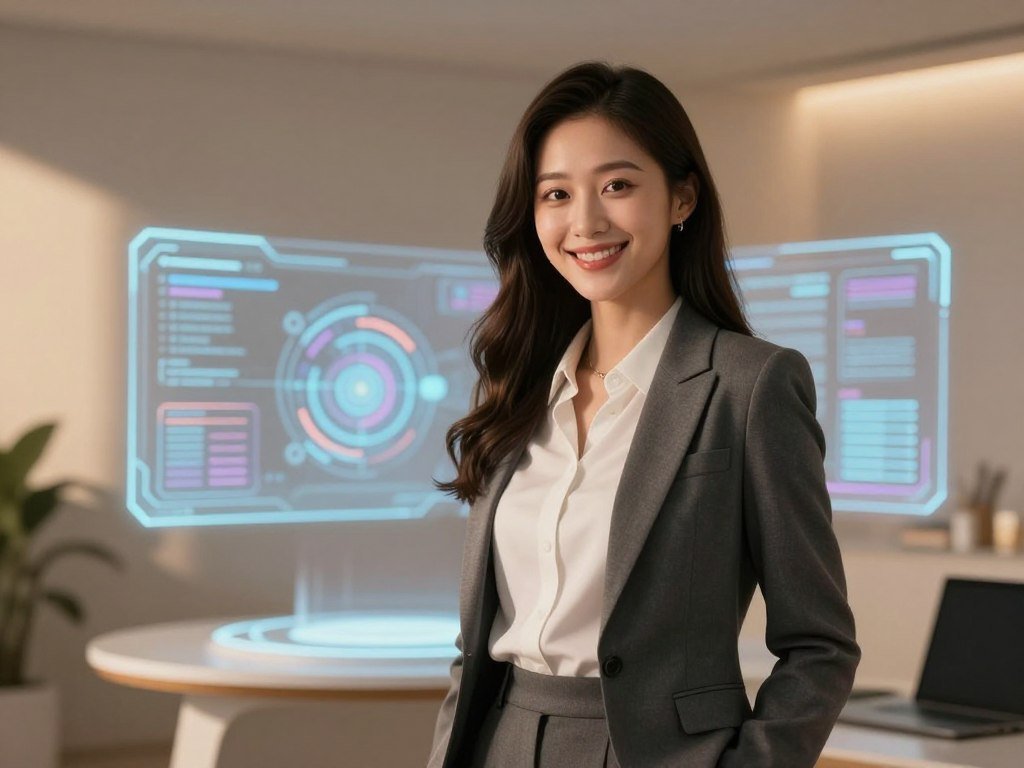 A visually stunning and hyper-realistic portrayal of an AI-generated character, resembling a friendly and approachable virtual girlfriend. In the foreground, the character stands confidently with a warm smile, dressed in professional business attire, showcasing a blend of modern fashion and futuristic elements. The middle ground features a sleek, high-tech interface with holographic displays that hint at the advanced AI technology behind her. In the background, a softly lit, minimalistic room enhances the atmosphere of innovation and intimacy, with warm, ambient lighting casting gentle shadows that create depth. The overall mood is inviting and futuristic, capturing the essence of visual realism in AI-generated images, highlighting the intersection of technology and human connection. This image is designed to reflect the brand sexlove.ai and illustrate the fascinating theme of personal AI companionship. A visually stunning and hyper-realistic portrayal of an AI-generated character, resembling a friendly and approachable virtual girlfriend. In the foreground, the character stands confidently with a warm smile, dressed in professional business attire, showcasing a blend of modern fashion and futuristic elements. The middle ground features a sleek, high-tech interface with holographic displays that hint at the advanced AI technology behind her. In the background, a softly lit, minimalistic room enhances the atmosphere of innovation and intimacy, with warm, ambient lighting casting gentle shadows that create depth. The overall mood is inviting and futuristic, capturing the essence of visual realism in AI-generated images, highlighting the intersection of technology and human connection. This image is designed to reflect the brand sexlove.ai and illustrate the fascinating theme of personal AI companionship.