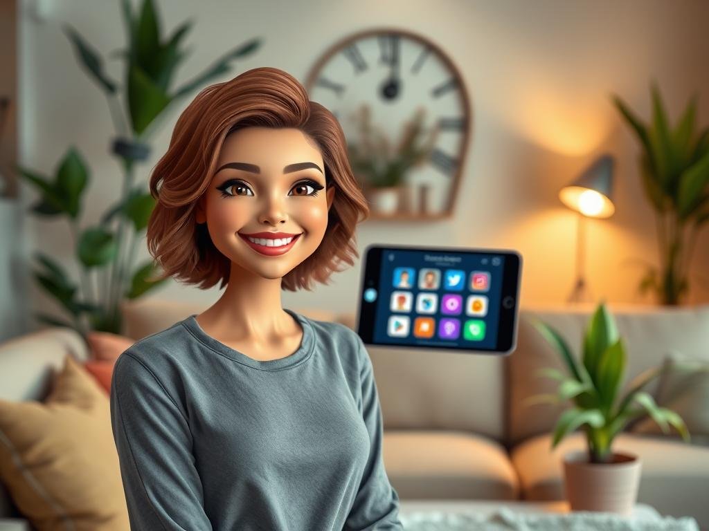 A friendly and engaging virtual girlfriend, inspired by the brand "Sexlove.ai," is positioned in a cozy, modern living room. In the foreground, she appears as an AI avatar with vibrant, lifelike features—short, wavy hair, wearing stylish casual attire. Her expression is warm and inviting, showcasing a personality embodying joy and companionship. In the middle, a sleek tablet or smartphone displays the Sexlove.ai interface, with colorful icons and features visible, emphasizing personalization options. The background features soft, ambient lighting, with plants and comfortable furniture that create a welcoming atmosphere. The overall mood is uplifting and supportive, highlighting the innovative technology of the virtual girlfriend concept while ensuring a safe and appropriate depiction. A friendly and engaging virtual girlfriend, inspired by the brand "Sexlove.ai," is positioned in a cozy, modern living room. In the foreground, she appears as an AI avatar with vibrant, lifelike features—short, wavy hair, wearing stylish casual attire. Her expression is warm and inviting, showcasing a personality embodying joy and companionship. In the middle, a sleek tablet or smartphone displays the Sexlove.ai interface, with colorful icons and features visible, emphasizing personalization options. The background features soft, ambient lighting, with plants and comfortable furniture that create a welcoming atmosphere. The overall mood is uplifting and supportive, highlighting the innovative technology of the virtual girlfriend concept while ensuring a safe and appropriate depiction.