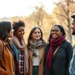 real life scene with people meeting outdoors